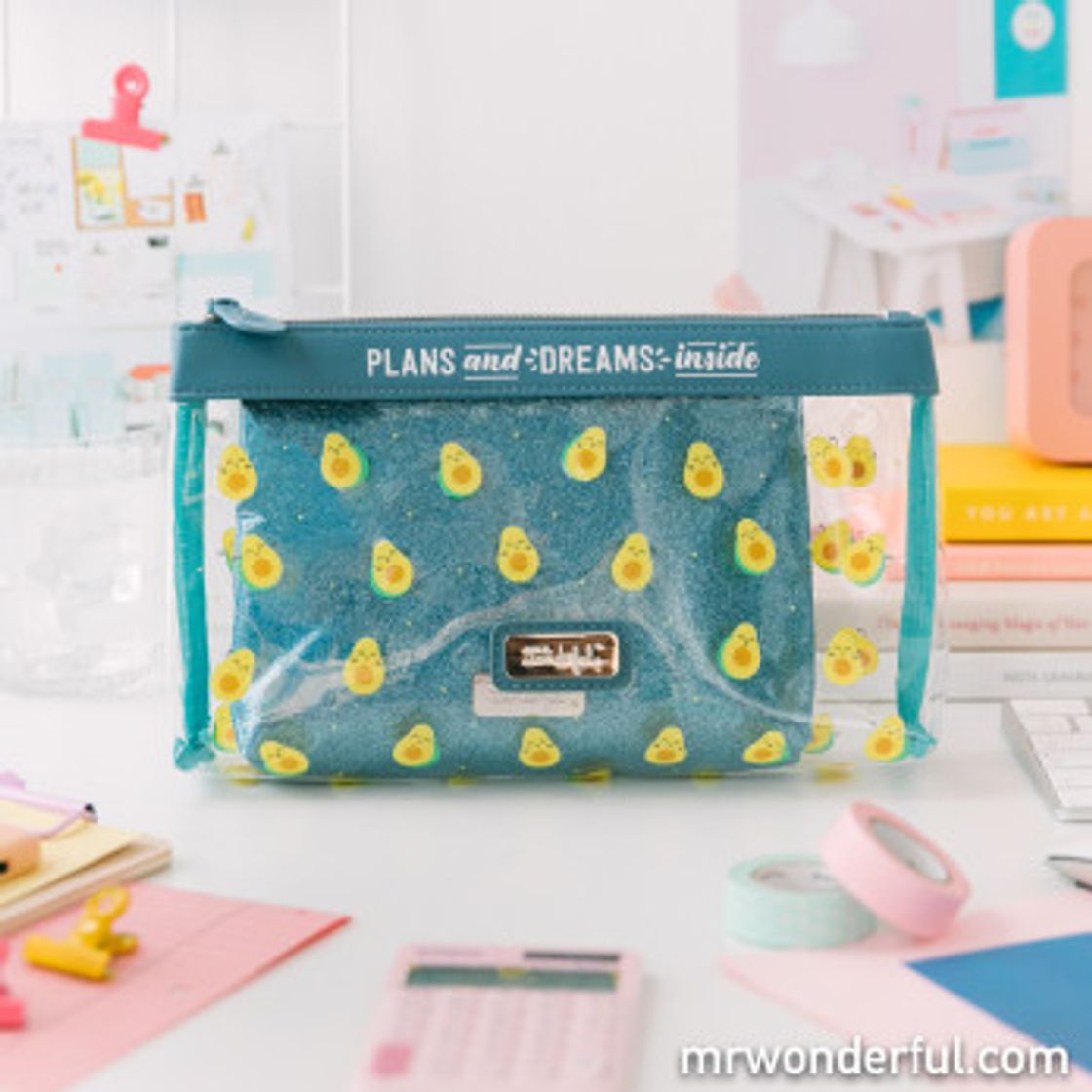 Social Set of 2 transparent toiletries bags avocados 