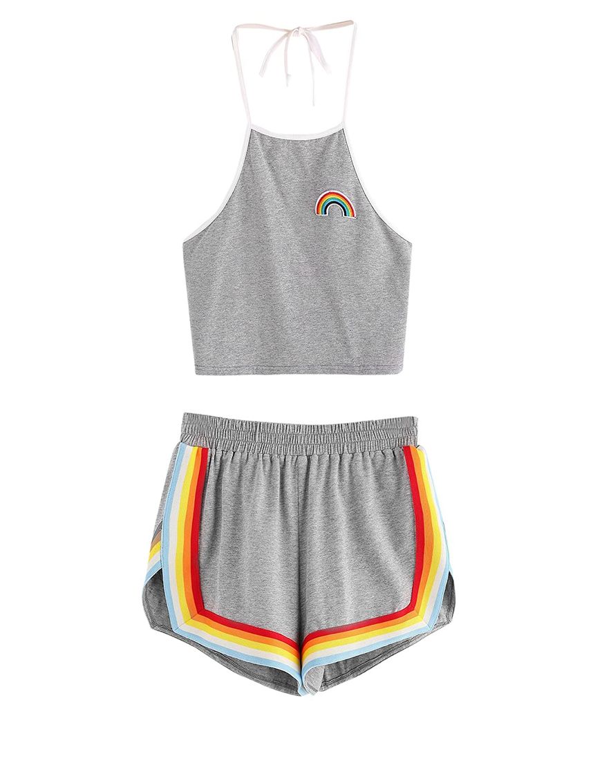Social Sweetyrocks raimbow shorts and top