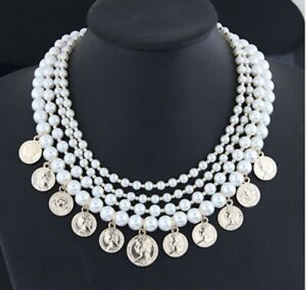 Fashion ZARA pearl bead and coin necklace