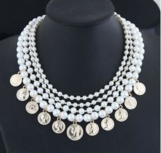 ZARA pearl bead and coin necklace
