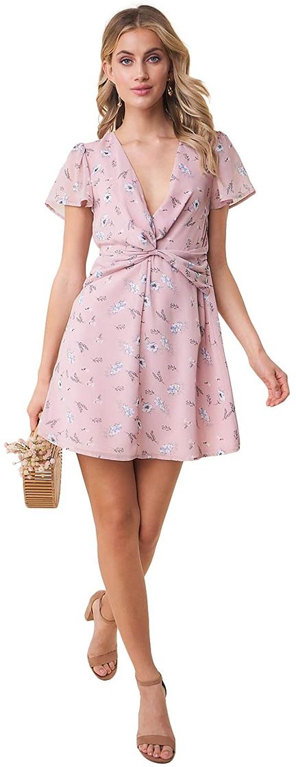 Fashion Sugar Lips Women's Flutter Sleeve Twist Front Mini Dress 