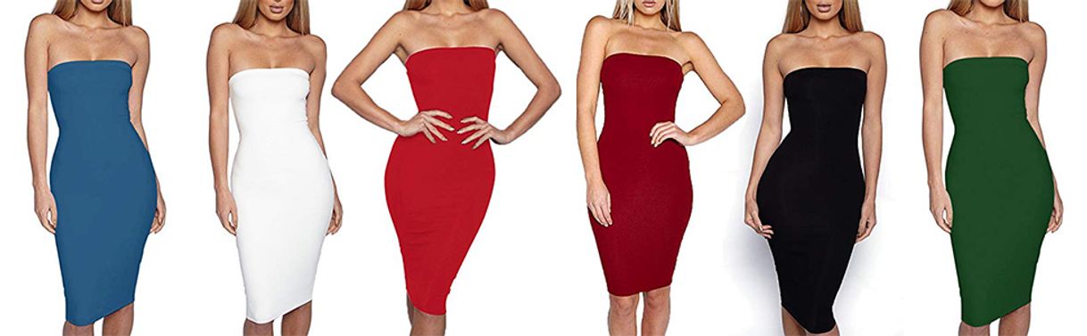 Moda Haola Women's Tube Top Dresses with Sleeveless ... - Amazon