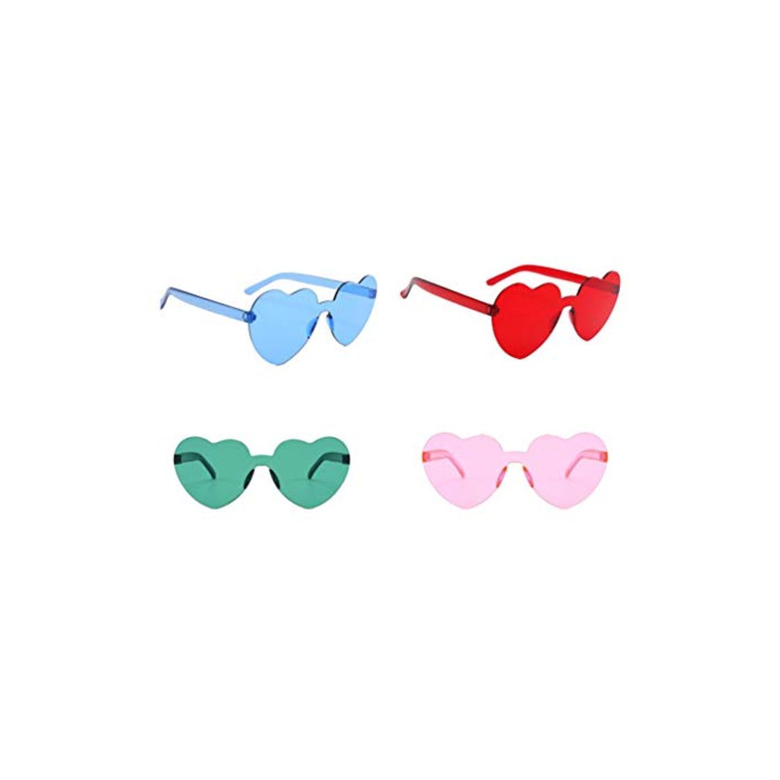 Productos Minkissy 4pcs Love Heart Pattern Sunglasses Clear Candy Color Sunglasses Frameless Shades