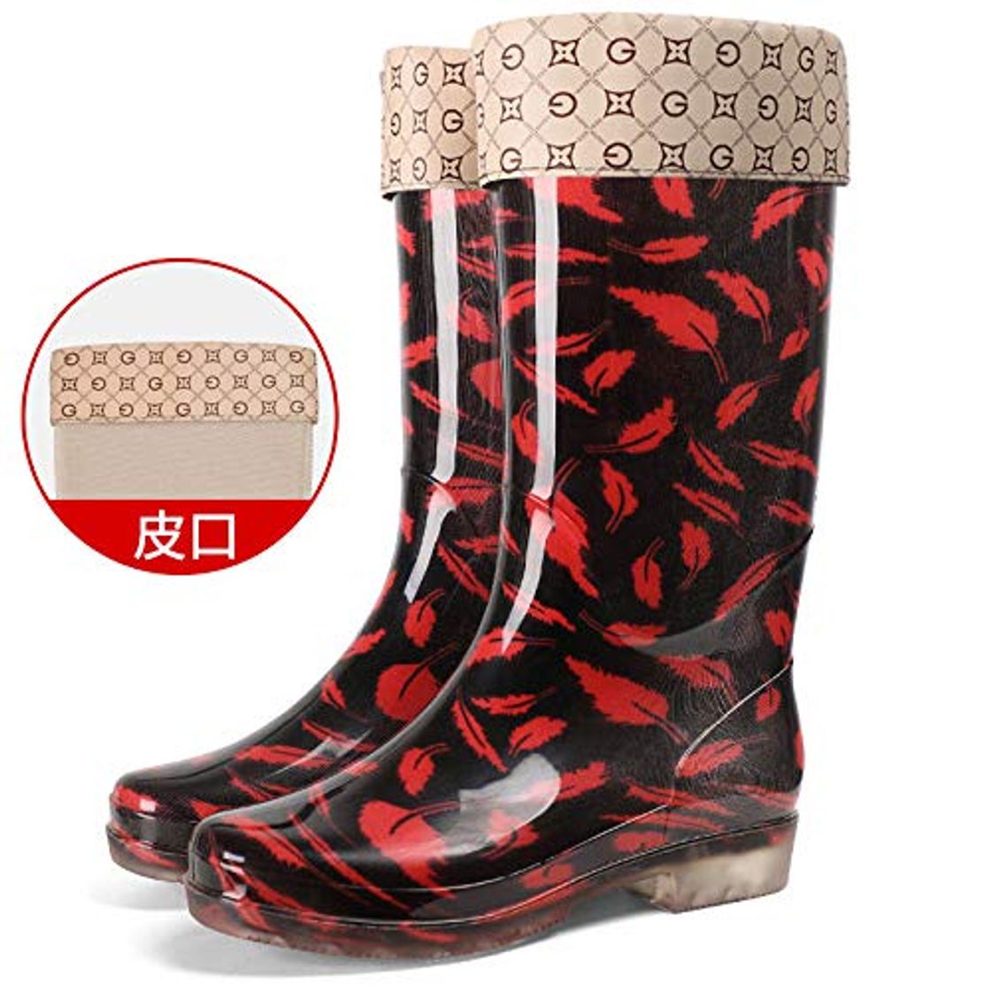 Fashion Para Botas De Lluvia Para Mujer Pluma Lluvia Cálida Botas De Cuero Simple Moda Mujer Zapatos De Agua Impermeable Antideslizante Retro Wellington Wild Resistentes Al Desgaste De Mujeres Botas De Lluvi