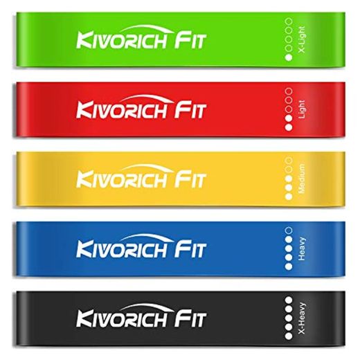 Bandas Elásticas Fitness Musculación, Kivorich Fit Bandas de Resistencia 5pcs Cintas Elásticas