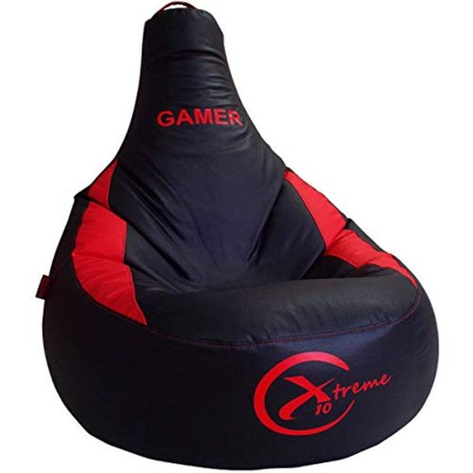 loconfort Nuevo!! Puff Gamer X10 Extreme - Puff XL - Polipiel Rojo