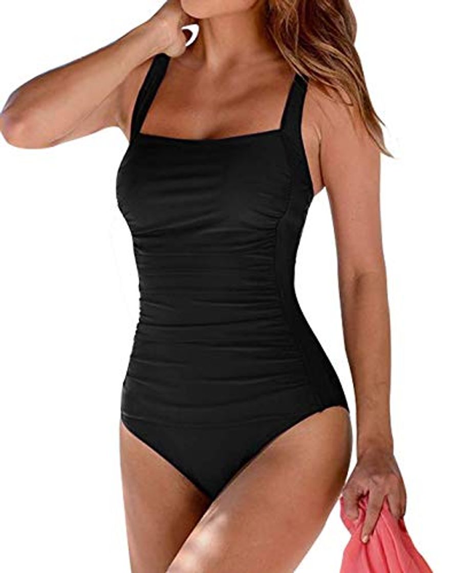 Social Leslady Banadores Mujer Reductores Mujer Color sólido Traje de baño Bandeau Monokini Body Shaping Correa de Hombro Ajustable Trajes de una Pieza