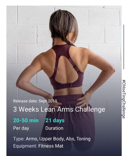 3 Weeks Lean Arms Challenge - Free Workout Program - Chloe Ting