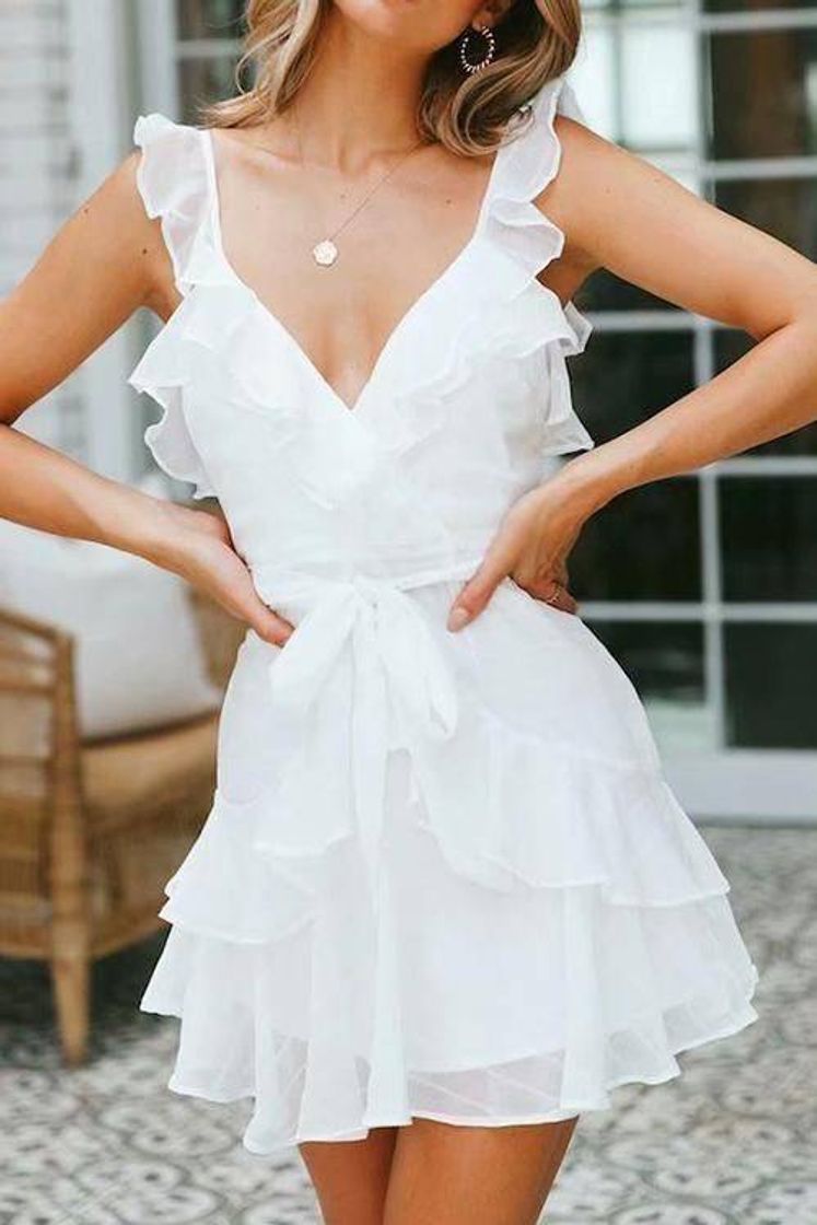 Moda Vestido branco casual 