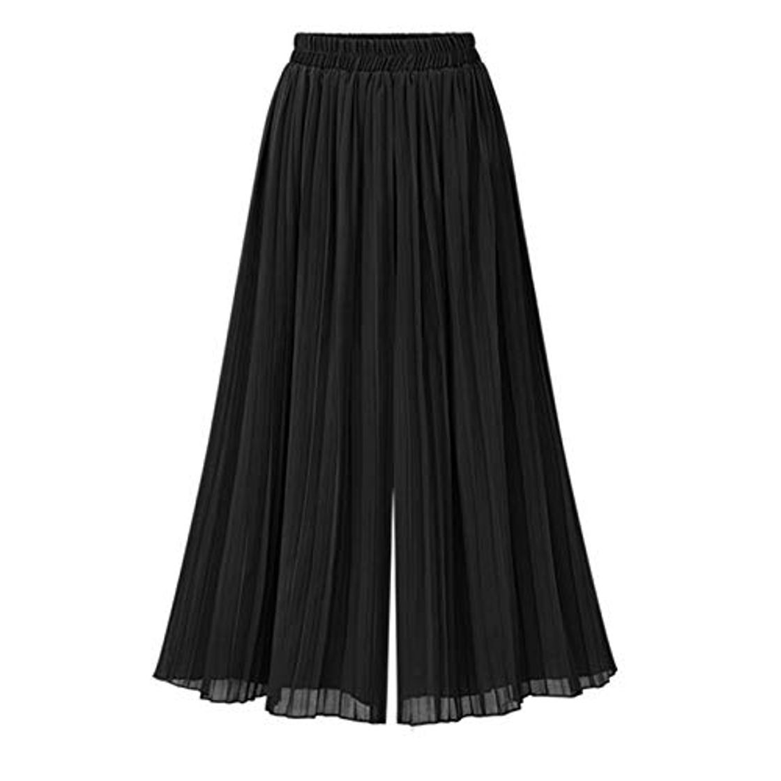 Fashion VIOYO Falda Plisada de Gasa Media de Estilo Europeo para Mujer Culottes Largos Grises Negros Cintura elástica para Mujer Saia