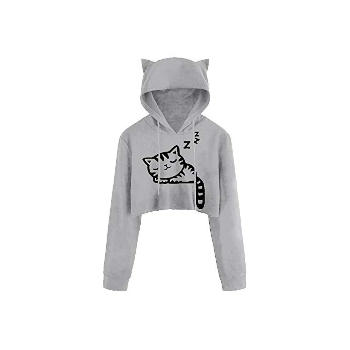 Social Gato Oreja Rocío Ombligo Sudadera Cortas con Capucha para Mujer Adolescentes Chicas