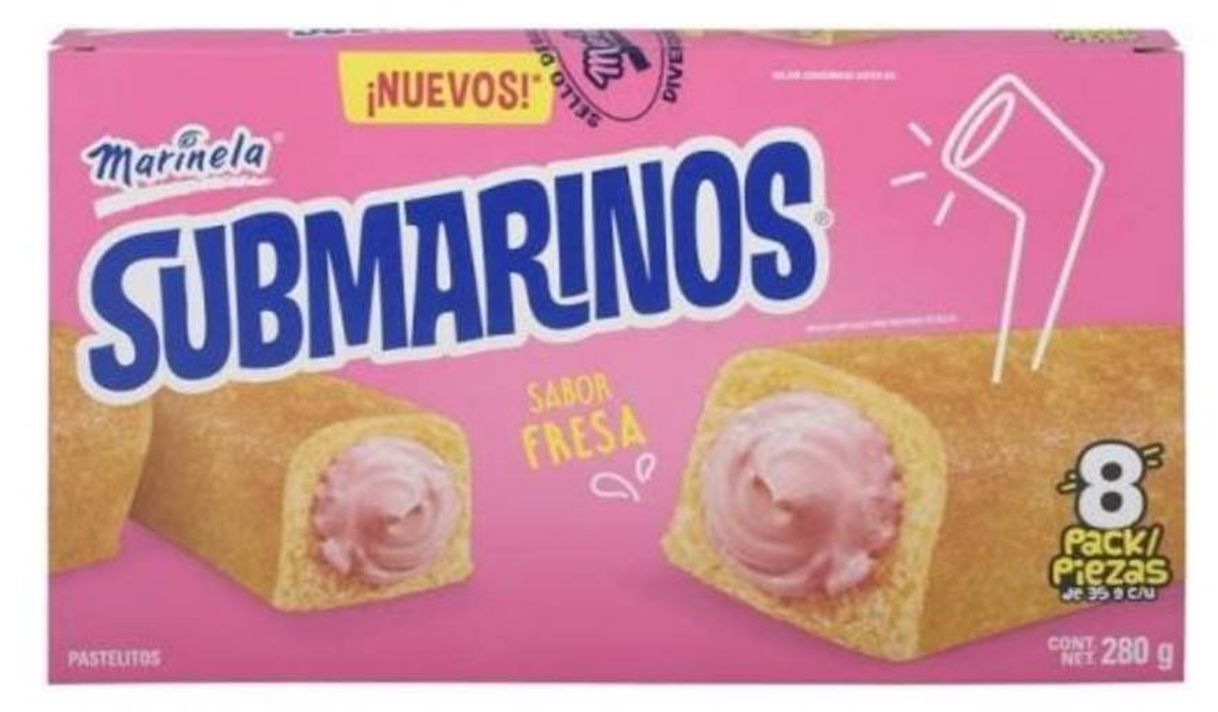 Social 💠 Pastelitos Marinela Submarinos sabor fresa 8 piezas de 35
