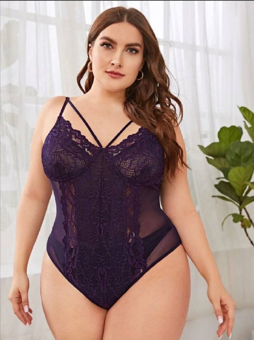 Social 💠Lencería Sensual de Talla Grande Encaje en contraste Liso 