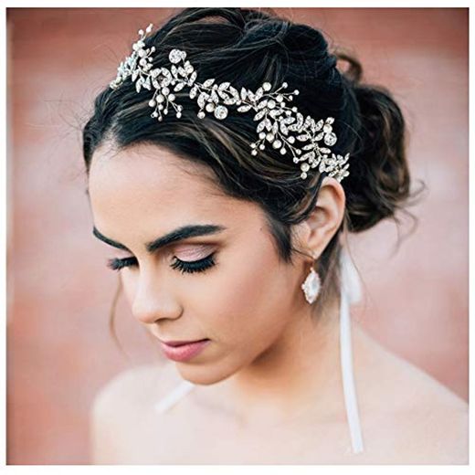 SWEETV Bohemio Hecho A Mano Nupcial Venda Tiara Diadema Boda Fiesta Perla