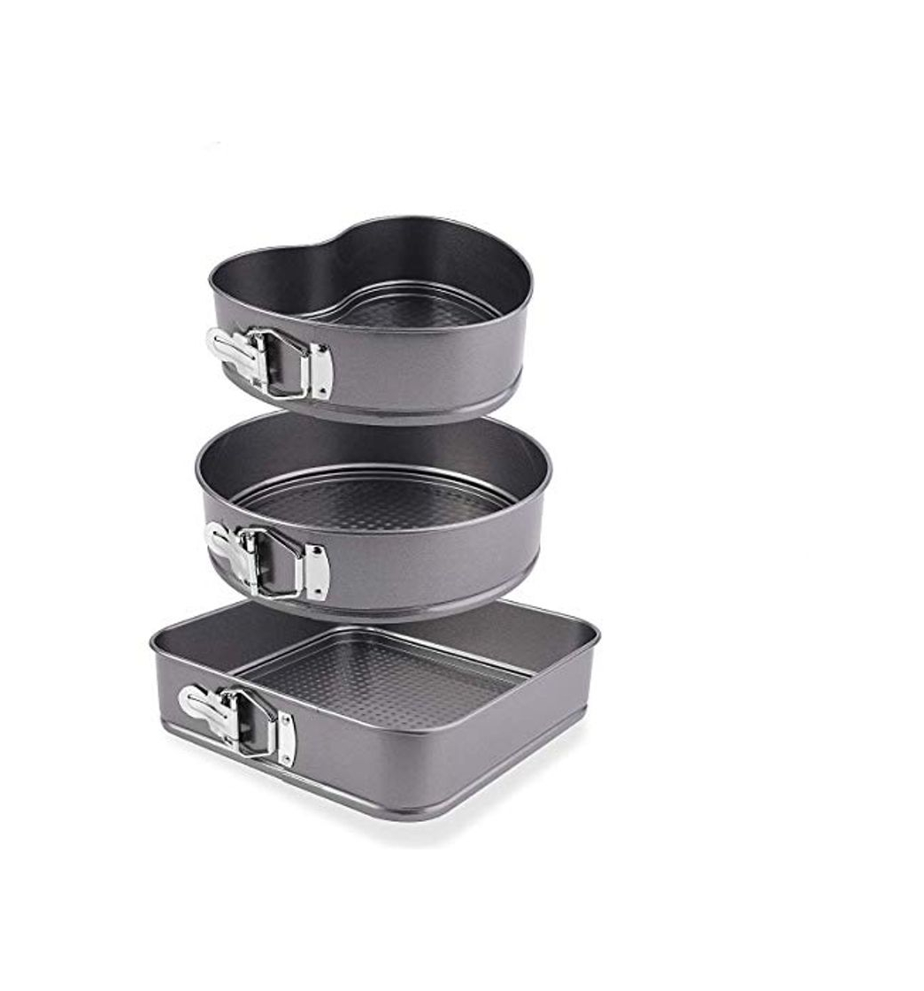 Social Moldes para Tartas,Cuadrado,Redondo y Forma Corazón Moldes de Horno Desmontables,Molde de Horno