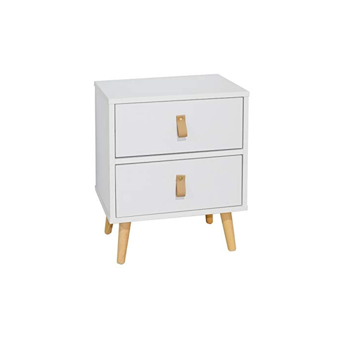 Producto Mesita noche blanca 2 cajones Anzio dormitorio moderna pata madera 50x40x30 cm