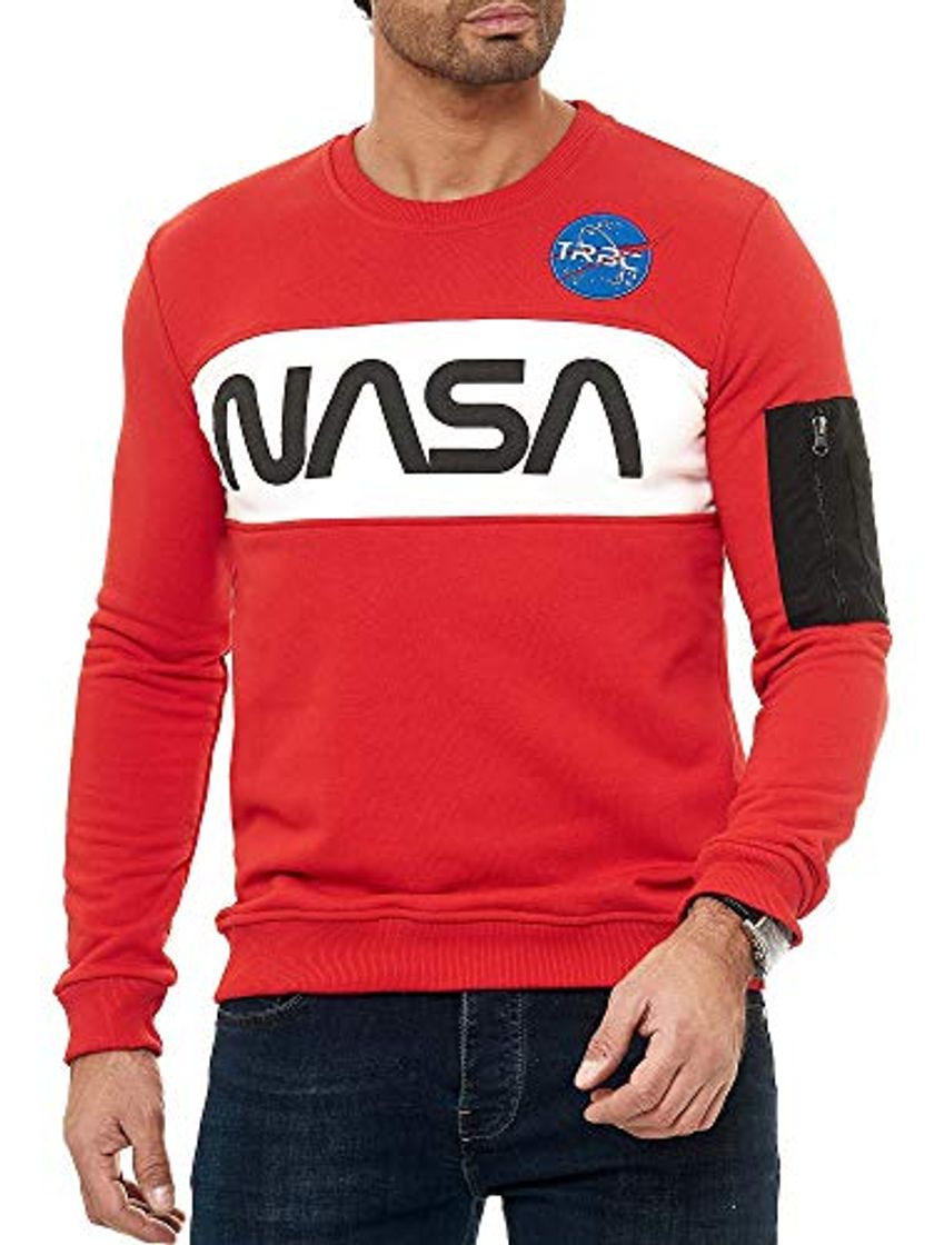 Moda Sudadera Premium NASA Suéter para Hombres con Manga Larga