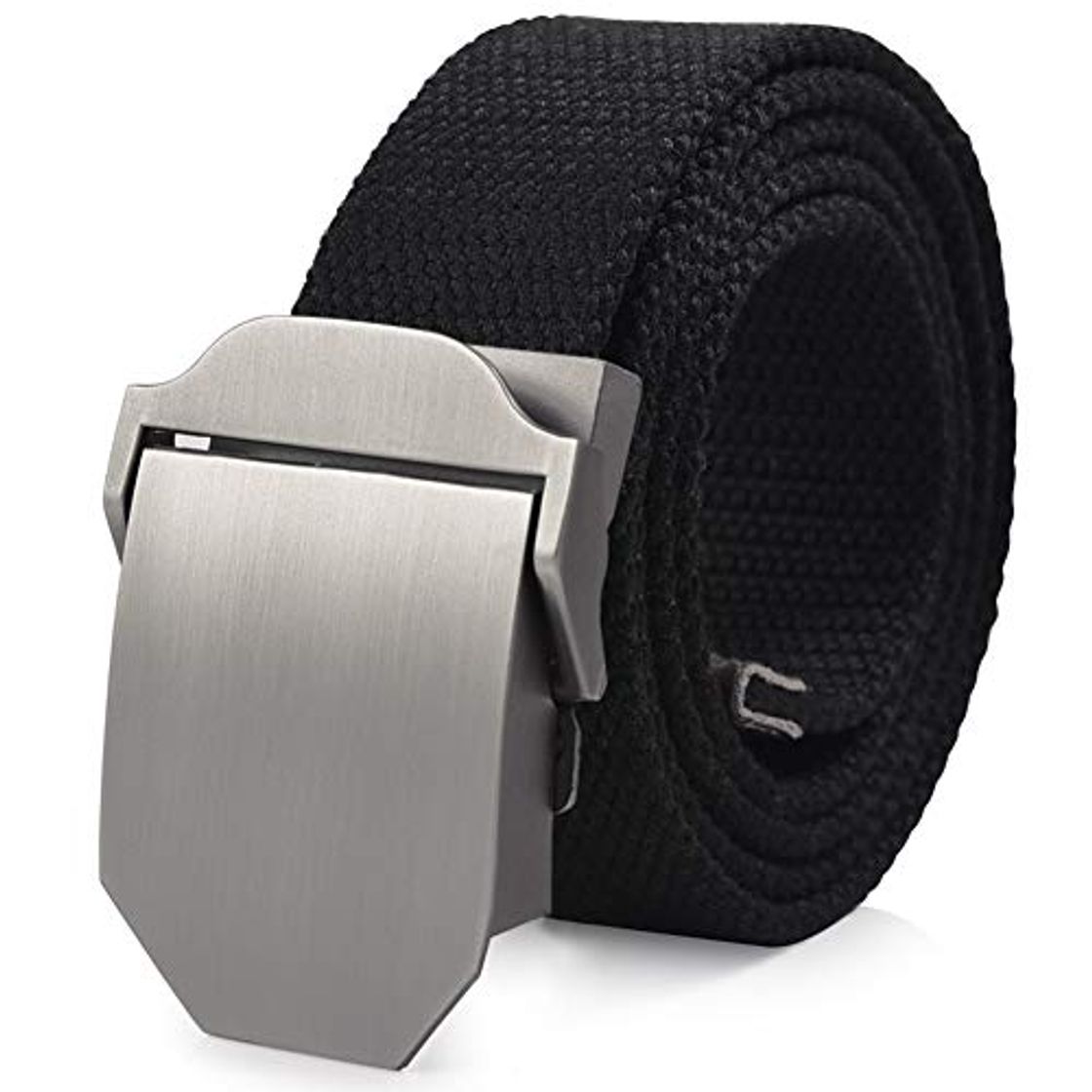 Product VBIGER Cinturón de Lona con Hebillas Automáticas para Hombre un Tamaño Negro 2