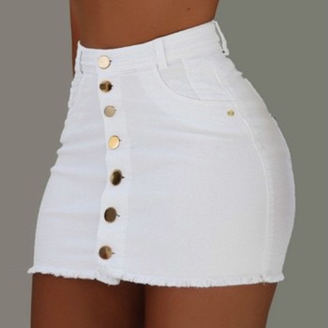 Fashion Women Button Denim Jeans Bodycon Mini Skirts Strench High