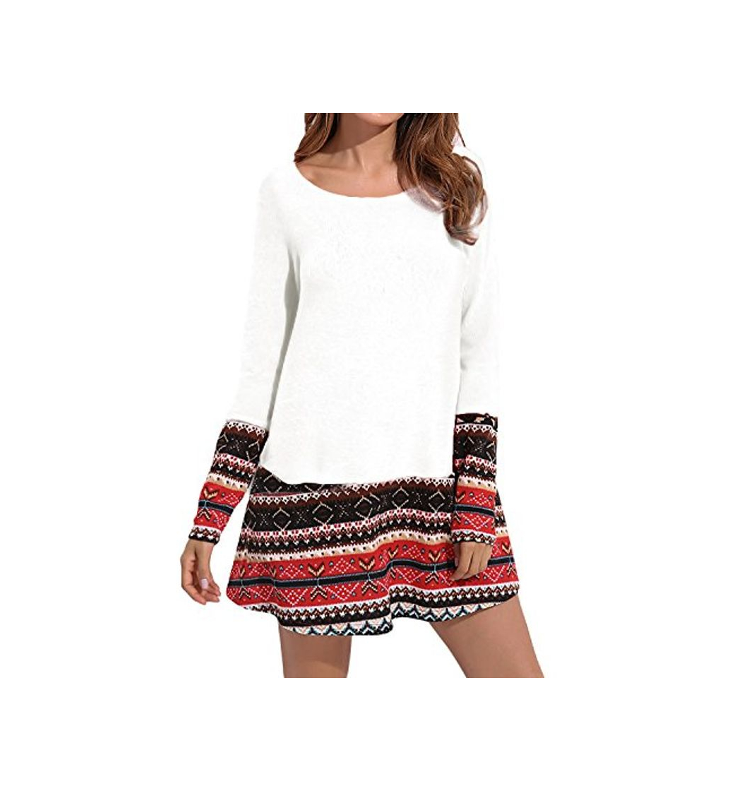 Social CNFIO Mujer Vestido Cuello Redondo Manga Larga Plus Tamaño Tops Moda Jersey Punto Mujer Invierno