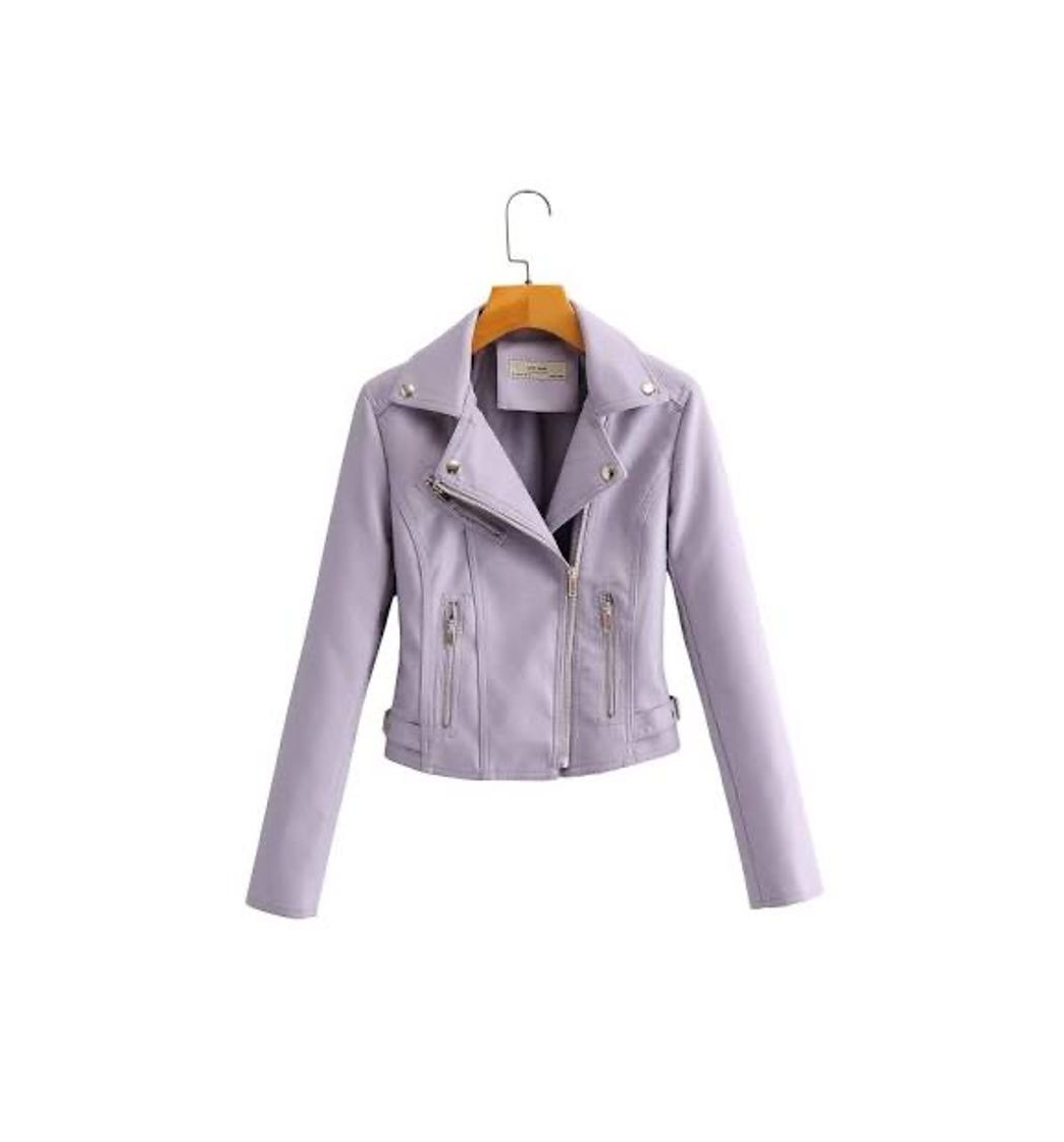 Product Lapel Collar Zip Up PU Moto Jacket