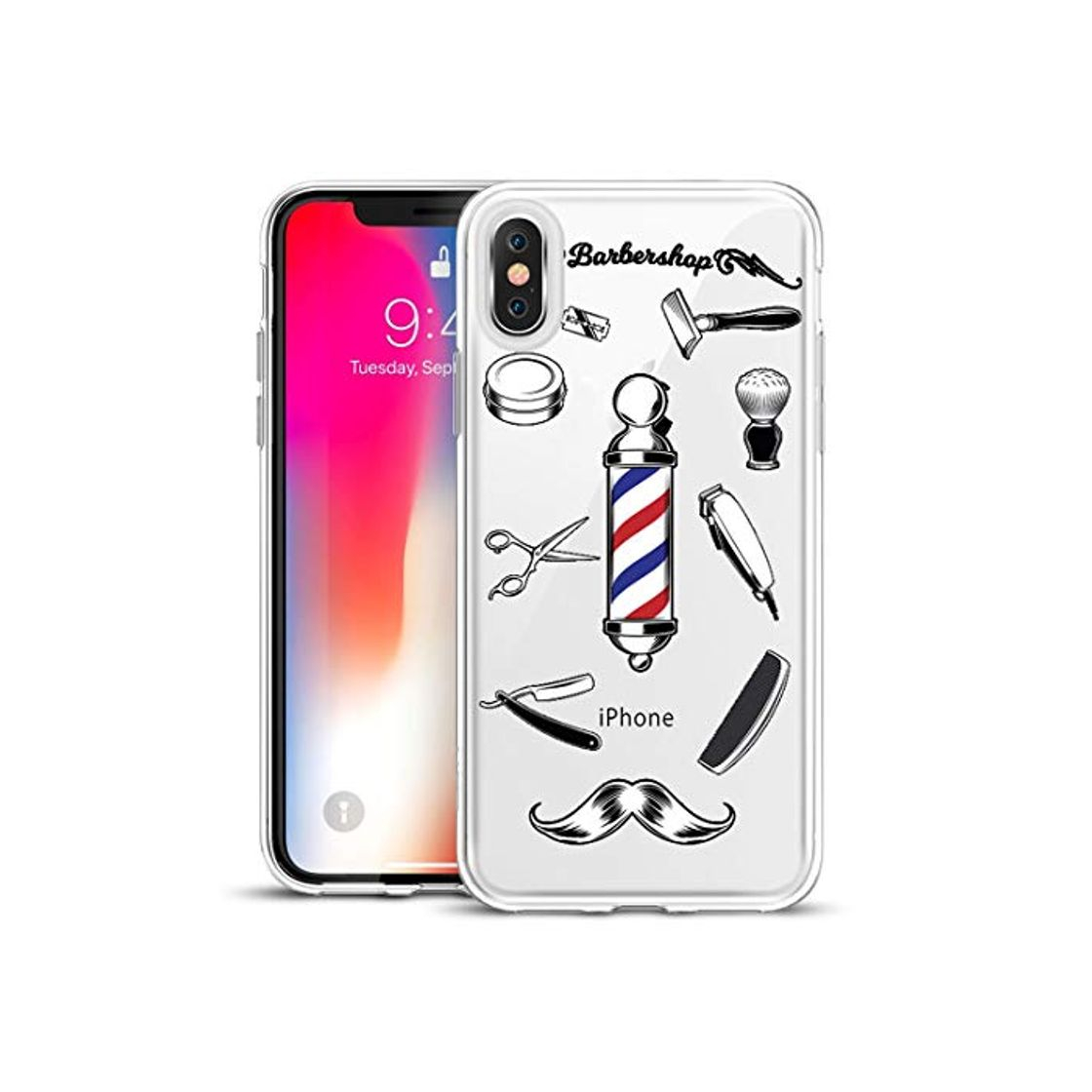 Products APRIL Funda Carcasa TPU Transparente para iPhone X diseño Barbershop barbero Peluquero