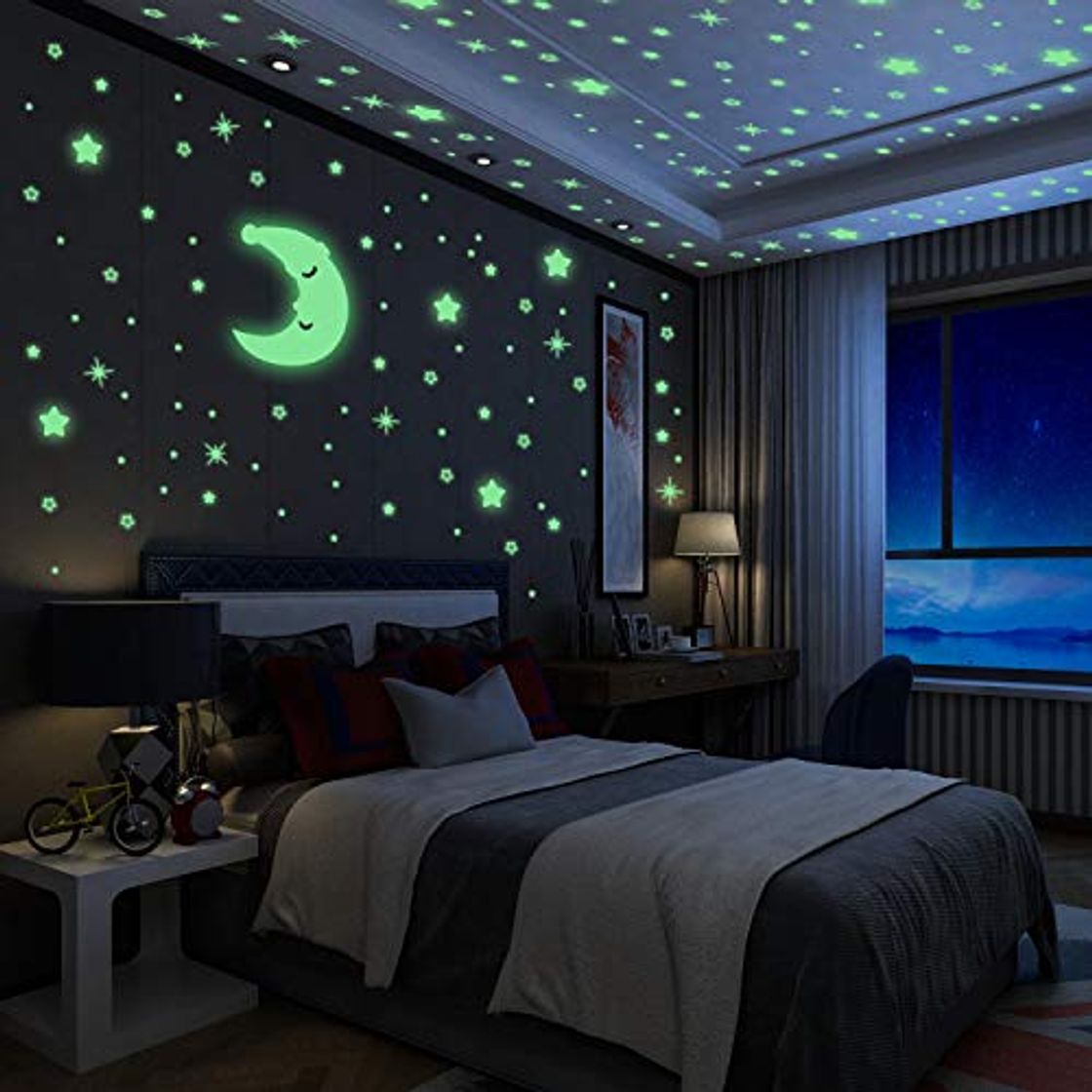 Social Luminoso Pegatinas de Pared Yosemy Luna y Estrellas