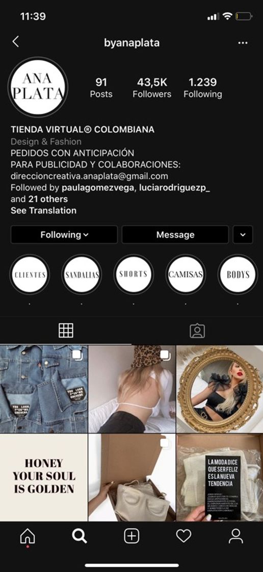 Moda Página de Instagram de ropa colombia