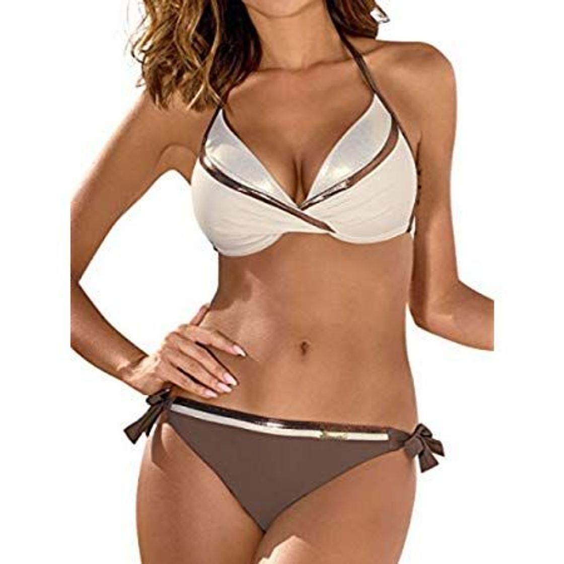 Social Aibrou Bikini Mujer Conjunto Sexy Cabestro Cuello Bañador Cuello en V