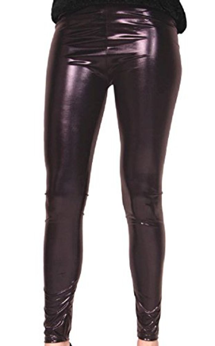 Moda Leggings Negro Metálico Talla L