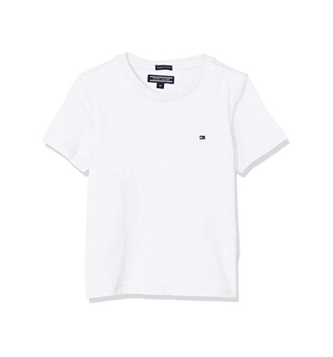 Tommy Hilfiger T Camiseta Básica de Manga Corta, Blanco