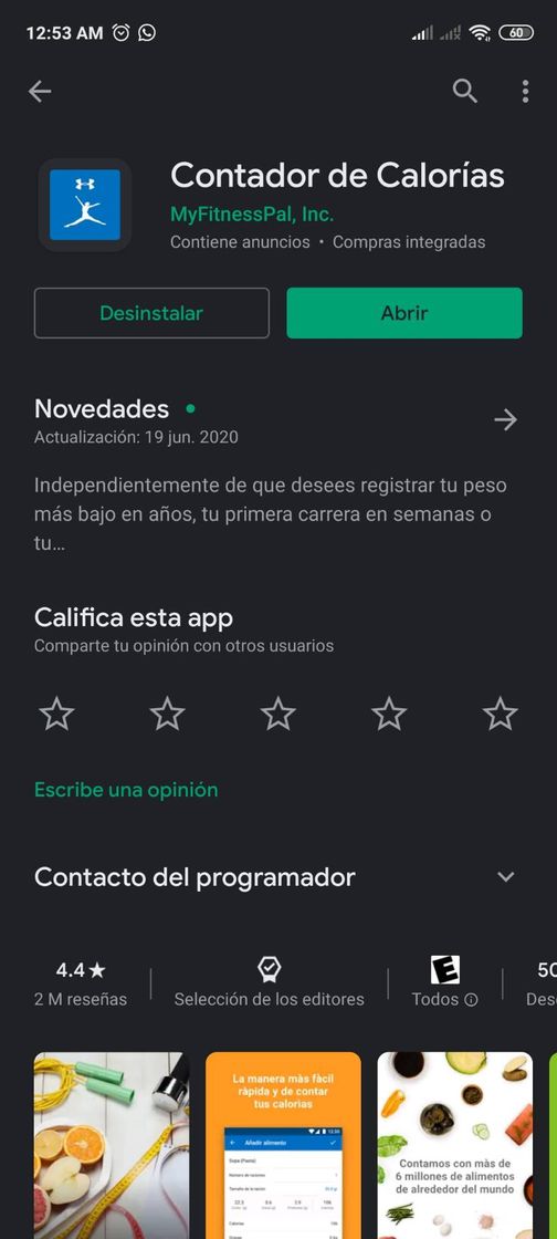 Apps Contador de calorías y macronutrientes 