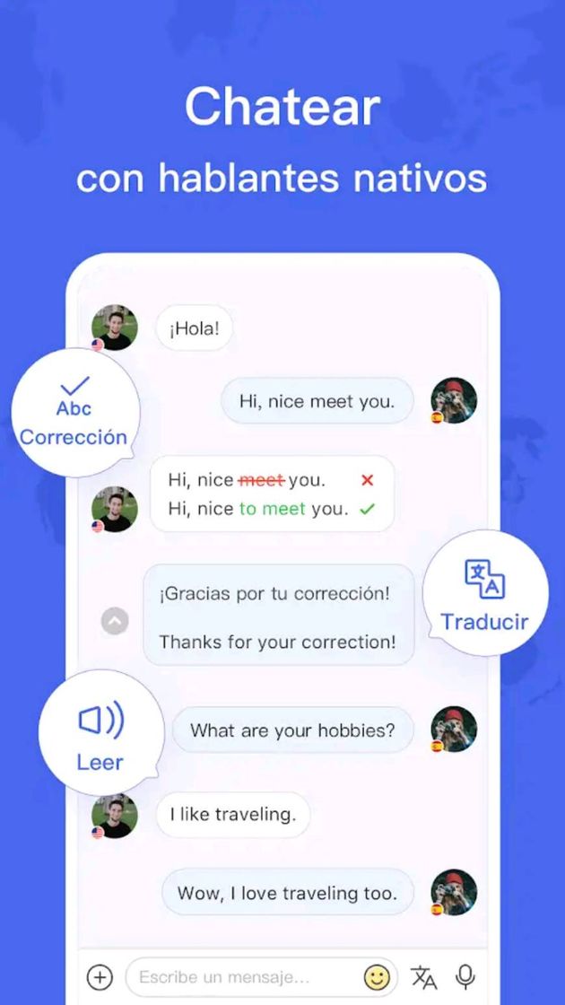 App para aprender idiomas mientras haces amigos. 