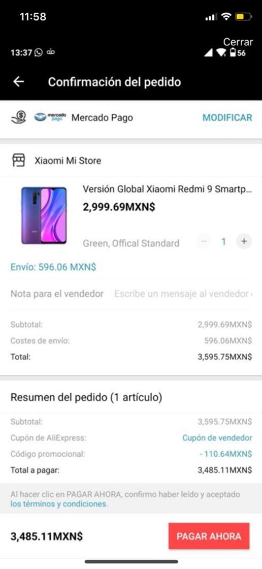 Product Aliexpress: Xiaomi Redmi 9, Versión Global 4