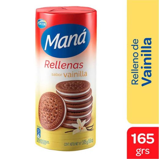Masitas Mana Chocolate rellenas, con sabor Vainilla.