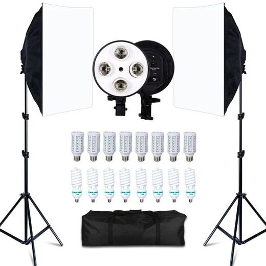 € 48,52  52%OFF | Kit de Softbox 8 LED 20W para estudio foto