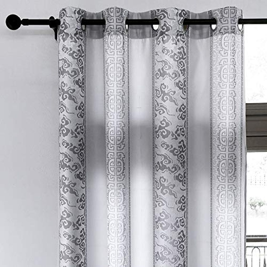 Social Frenessa Juego de 2 Cortinas Jacquard Bordadas para Dormitorio Salón Habitación Comedor