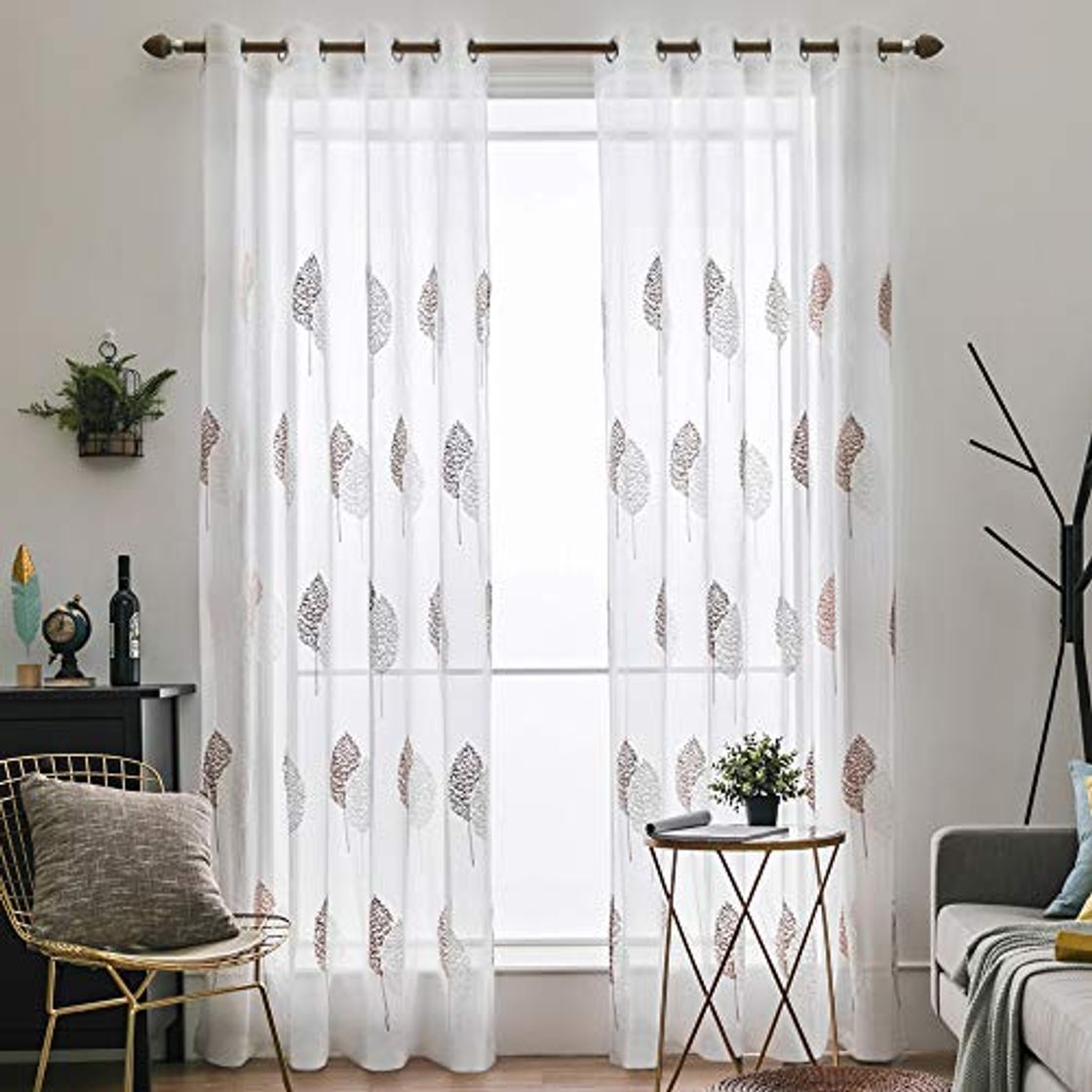 Social MIULEE 2 Unidades Cortinas Bordado Translucida de Dormitorio Moderno Ventana Visillos Rayas