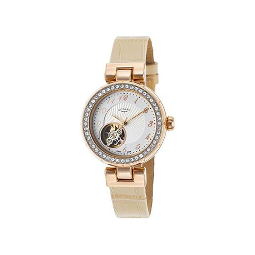 Rotary Reloj Esqueleto para Mujer de Automático con Correa en Cuero LS004