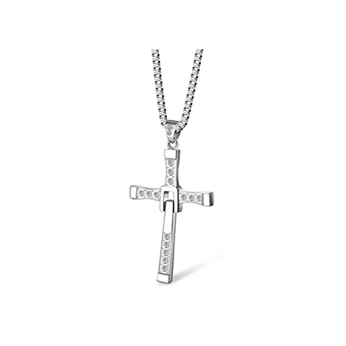 Social PPX Collar de Película Celebra Carácter Rápido y Furioso Vin Diesel Actor Dominic Toretto Cruz con Brillantes Diamantes de imitación con Caja