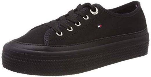 Tommy Hilfiger Corporate Flatform Sneaker, Zapatillas para Mujer, Negro