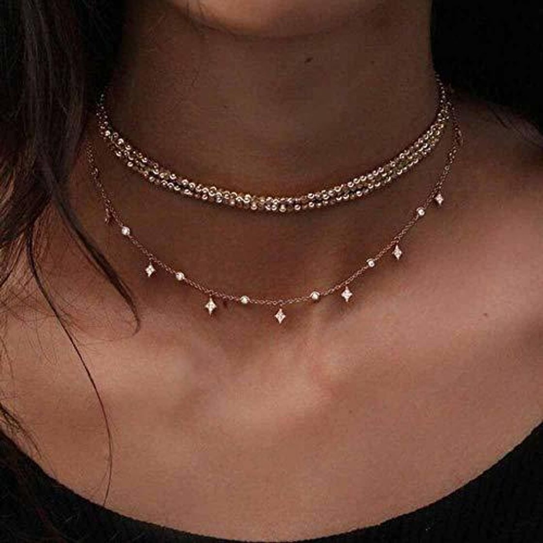 Producto Jovono Fashion Multi – Collar de capa con estrella de diamantes de