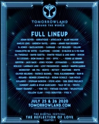 Tomorrowland 2k20 Line-up 