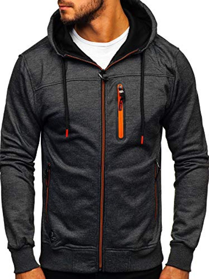 Social BOLF Hombre Sudadera con Capucha Cierre de Cremallera Cuello Elevado Estilo Deportivo