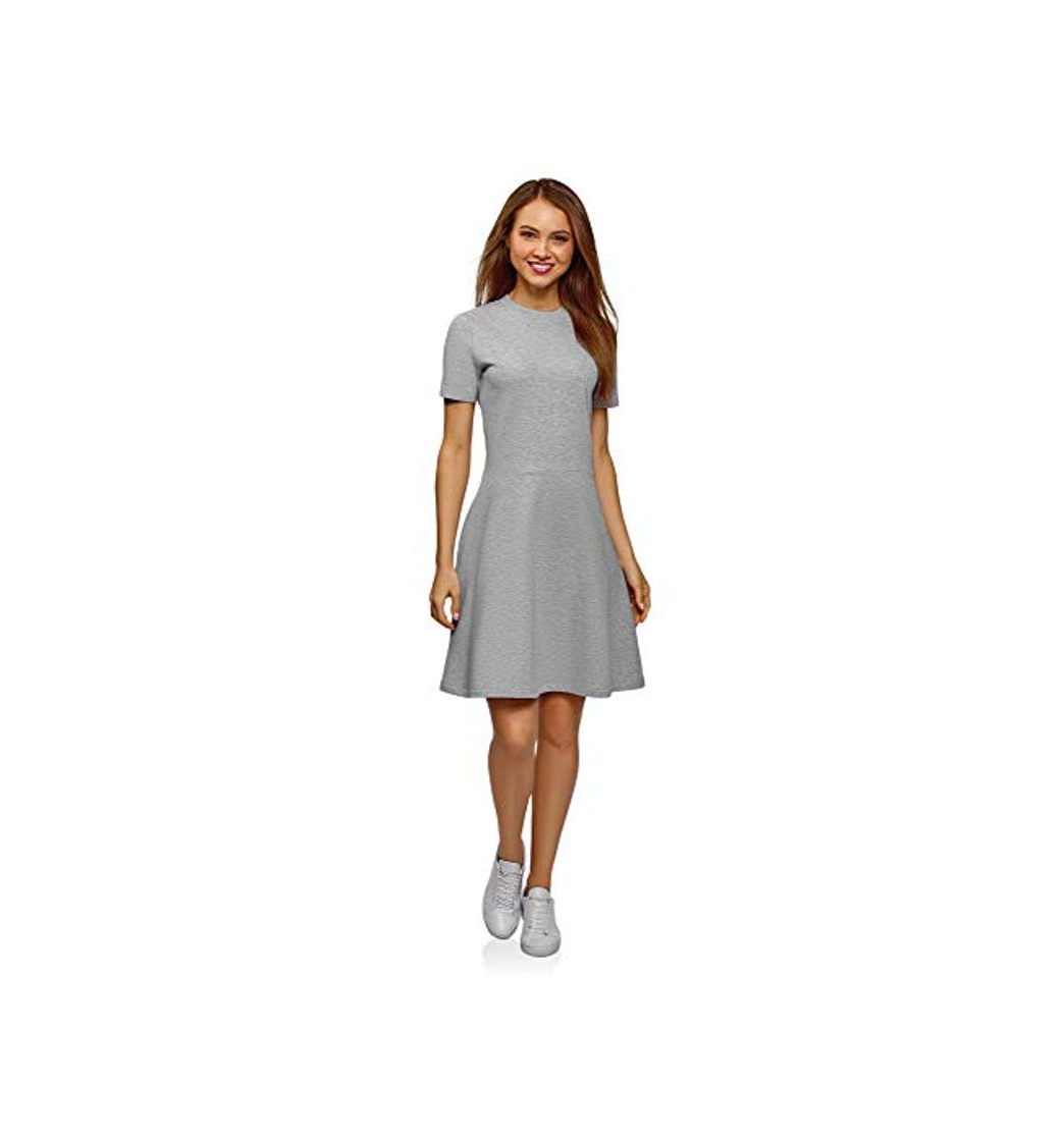 Moda oodji Ultra Mujer Vestido Entallado con Cremallera, Gris, ES 46