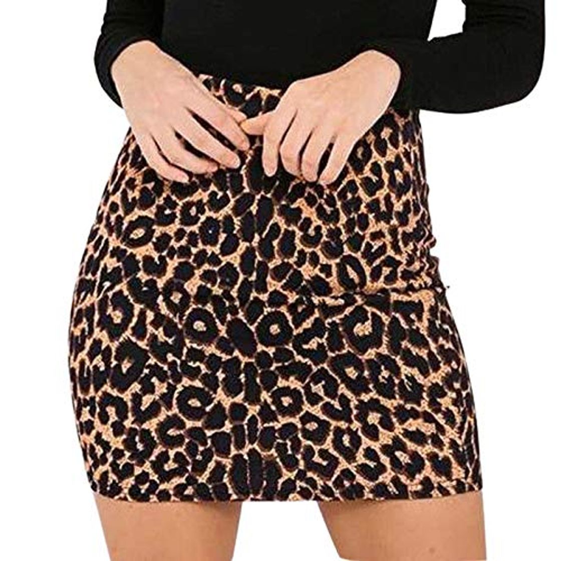 Moda Skirts Mujer Leopardo Impreso Cintura Alta Sexy Lápiz Bodycon Cadera Mini Tenis Feminino Rock