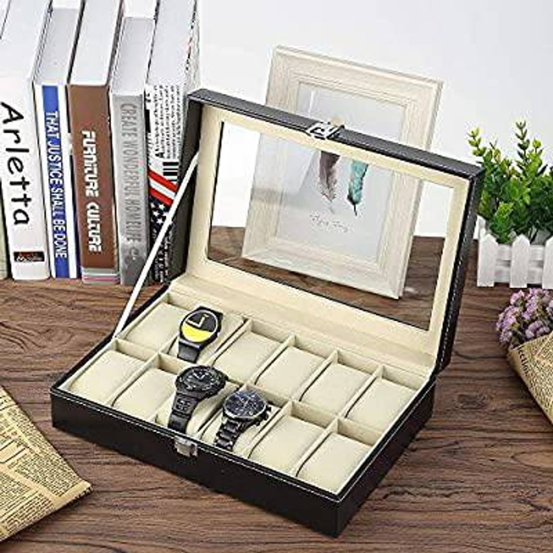 Producto Caja con 12 compartimentos para relojes y joyería