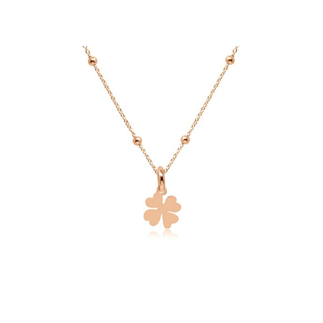 Social WANDA PLATA Collar con Colgante Trébol de Cuatro Hojas para Mujer en