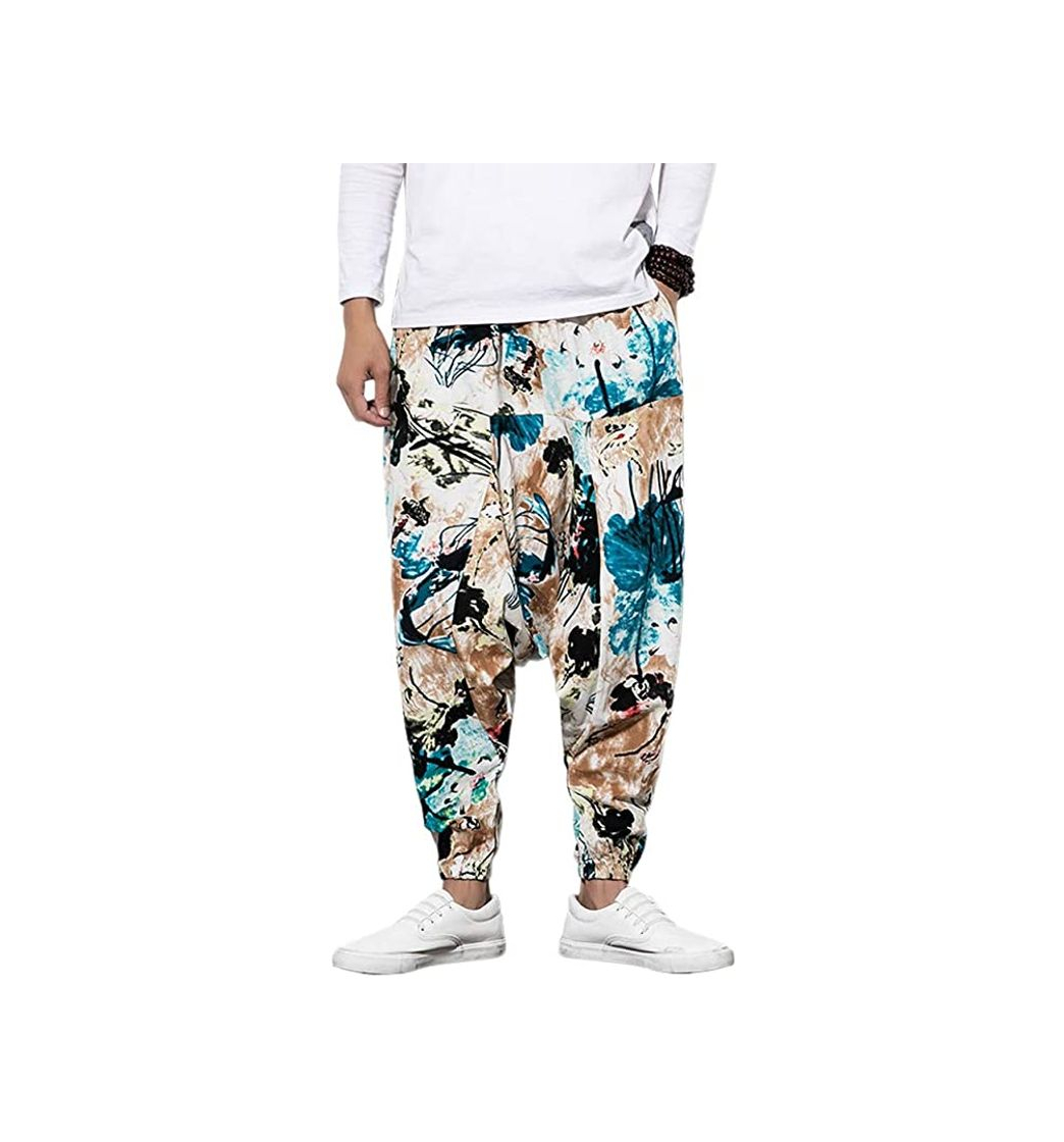 Moda Pantalones de harén para hombre con pantalones de harén unisex estampados con