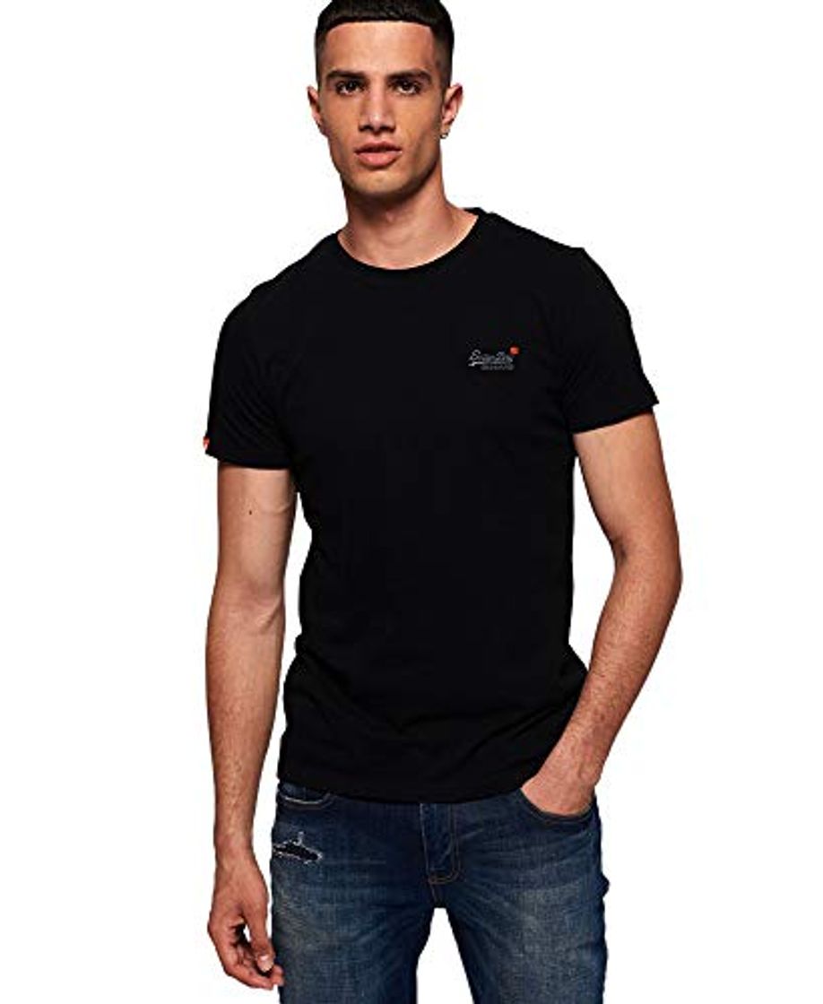 Fashion Superdry Orange Label Vntge Emb S/S tee Camiseta, Negro